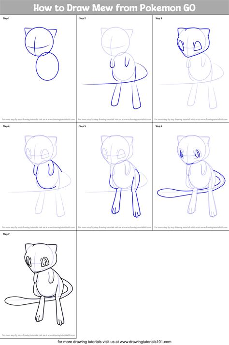 How To Draw Mew From Pokemon Go Printable Step By Step Drawing Sheet