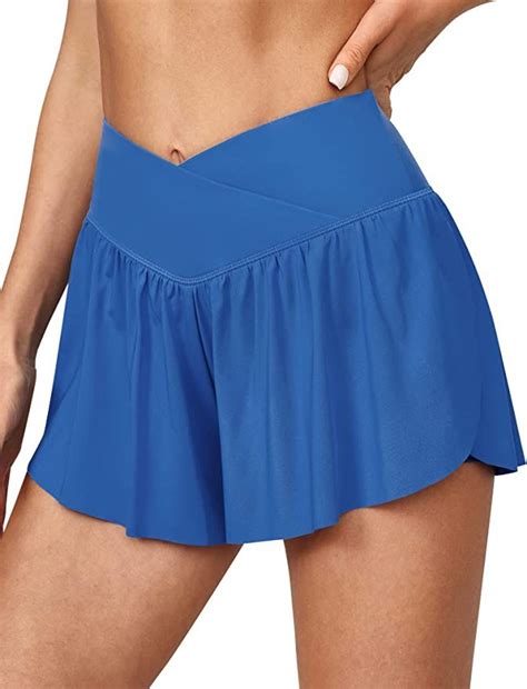 Iuga 2 In 1 Flowy Shorts Butterfly Shorts Crossover Running Shorts For Women High Waisted