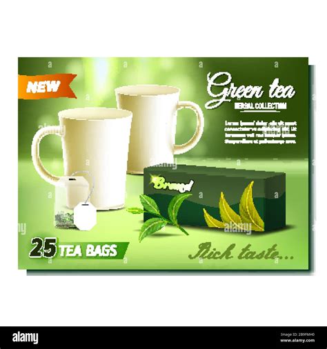 Green Tea Creative Promo Advertising Banner Vector Stock Vector Image