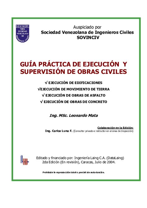 Pdf GuÍa PrÁctica De EjecuciÓn Y SupervisiÓn De Obras Civiles Paola