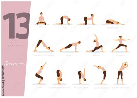 13 Yoga poses for beginners Stock Vector | Adobe Stock