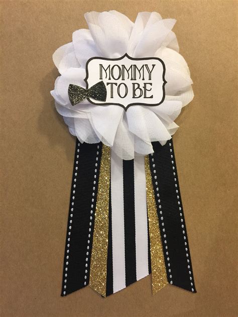 Baby Boy Bowtie Baby Shower Pin Mommy To Be Pin Flower Ribbon