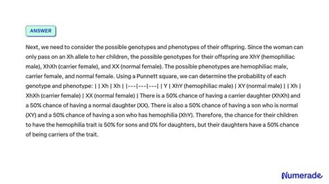 Solved Hemophilia Is A Sex Linked Trait A Normal Woman Whose Father