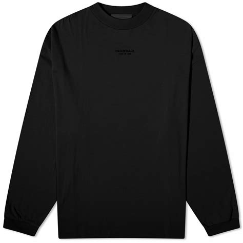 Fear Of God Essentials Mens Essentials Long Sleeve T Shirt In Jet Black Fear Of God Essentials