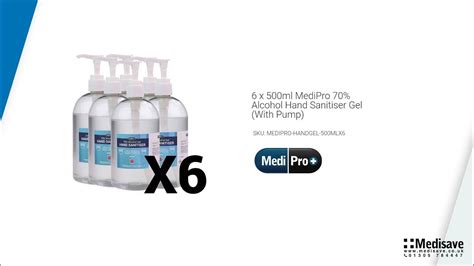 6 X 500ml Medipro 70 Alcohol Hand Sanitiser Gel With Pump Sku Medipro