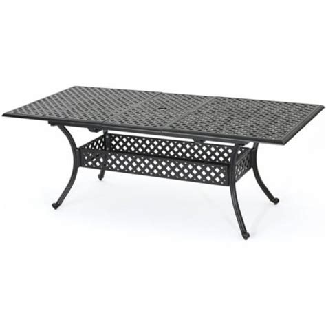 Noble House Abigail Cast Aluminum Expandable Patio Dining Table In