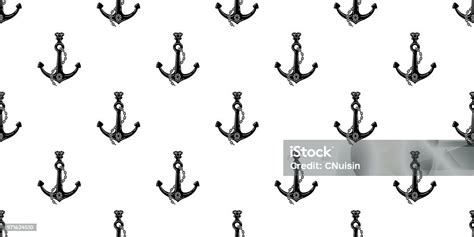 Jangkar Seamless Pattern Helm Boat Vector Berlian Bahari Maritim Tropis