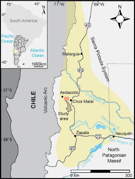 Map of the Neuquén Basin showing the location of the Cordillera del