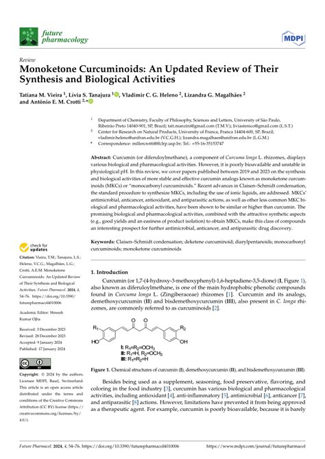 Pdf Monoketone Curcuminoids An Updated Review Of Their Synthesis And