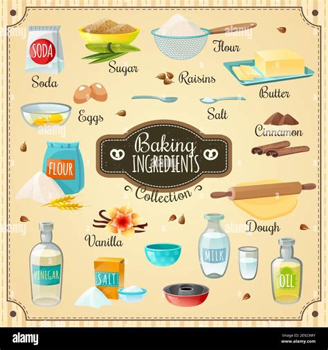 Iconos De Cocción Varios Ingredientes De Cocción Para La Deliciosa