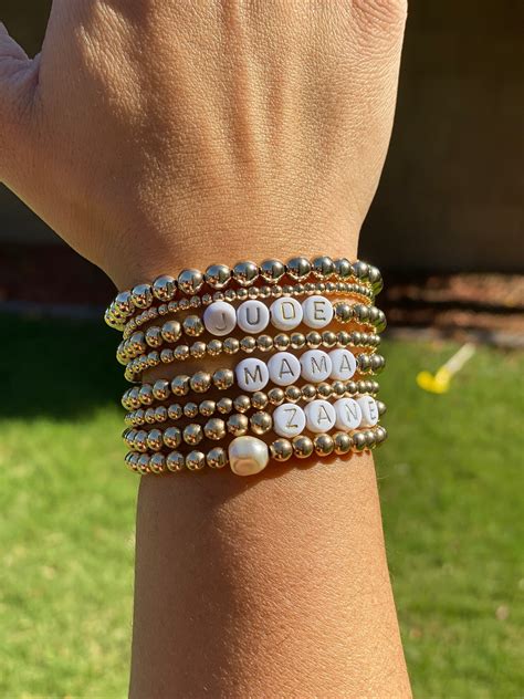 6mm 14k Gold Filled Beaded Stretch Bracelet The Etsy