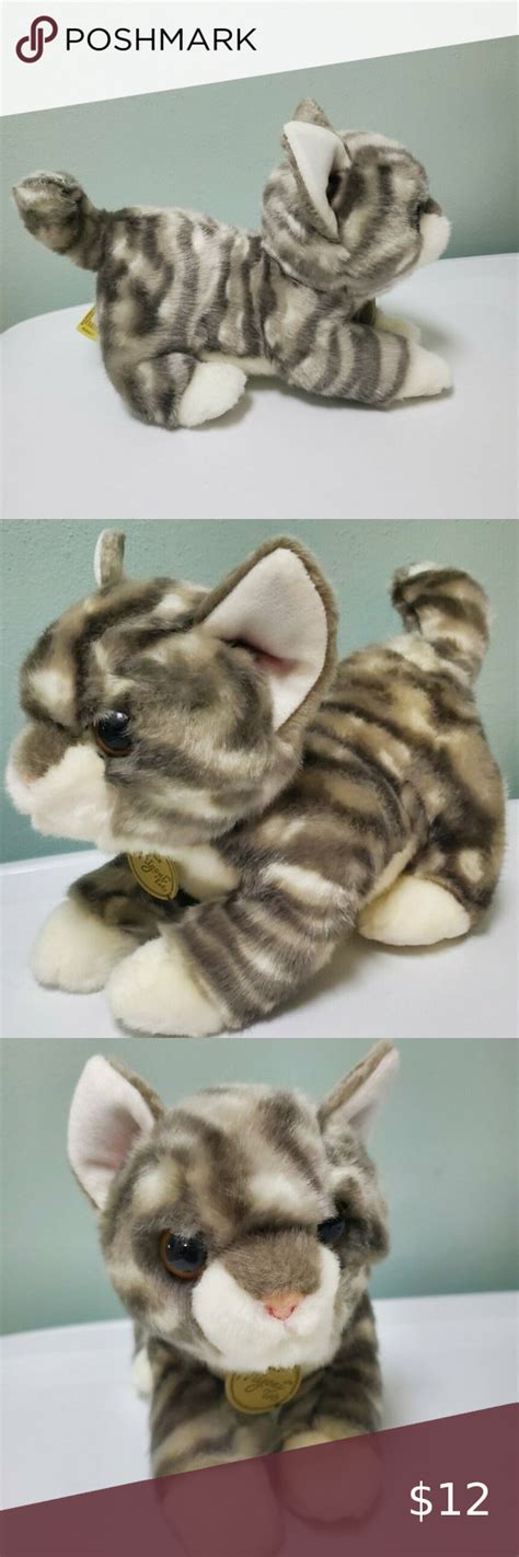 Gray Striped Tabby Cat Kitten Miyoni Tots Aurora Stuffed Plush Tabby