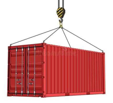 Container Hanging On The Hook Of A Crane Vector Illustration Stock