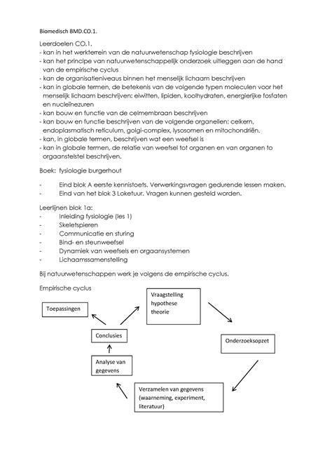 Biomedisch College Aantekeningen Colleges 1 5 Biomedisch BMD CO