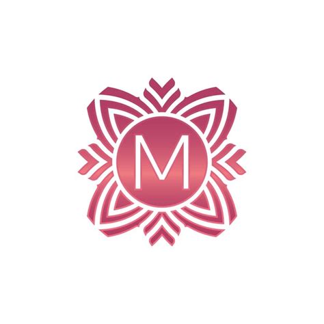 Premium Vector Initial Letter M Ornamental Flower Emblem Logo