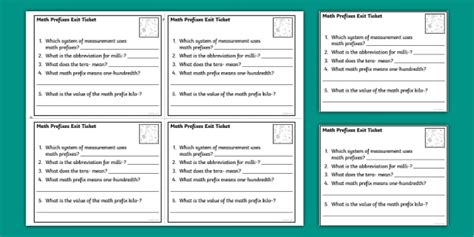 Fourth Grade Math Prefixes Exit Ticket Twinkl