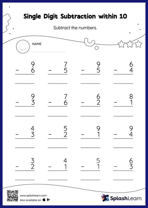 One Digit Subtraction No Regrouping Worksheets Free 51 OFF