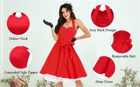 Dresstells 50s Vintage Rockabilly Halter Neck Audrey Dress Retro