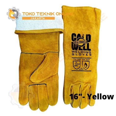 Jual SARUNG TANGAN LAS KULIT 16 INCH WELDING GLOVES KUNING CALDWELL