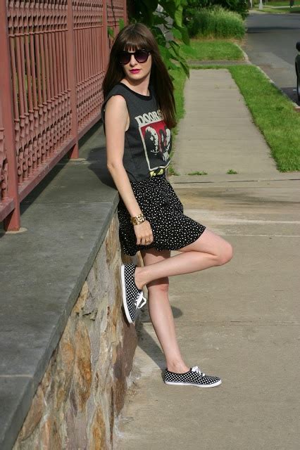 Wearing Classic Keds In Polka Dots With A Casual Summer Outfit Black Keds Outfit Colourful