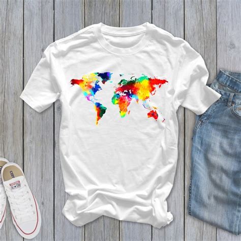 Mens World Map T Shirt Etsy