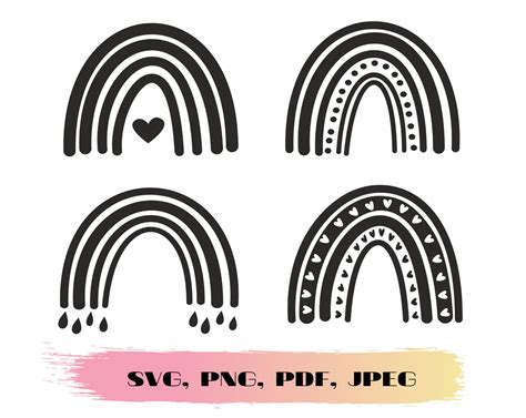 Boho Rainbow Svg Cut File Bundle Cricut Cut Files Silhouette Etsy