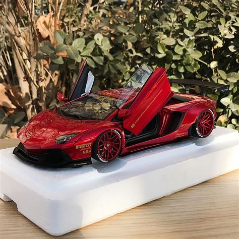 Lamborghini Aventador Svj Sports Car Model Collection Red Wide