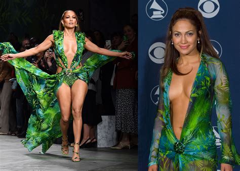 Jennifer Lopez Struts Versace Runway In Re Imagined Plunging Tropical