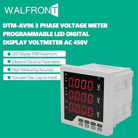 Digital 3 Phase Voltage Meter AC 450V LED Display Thailand Ubuy