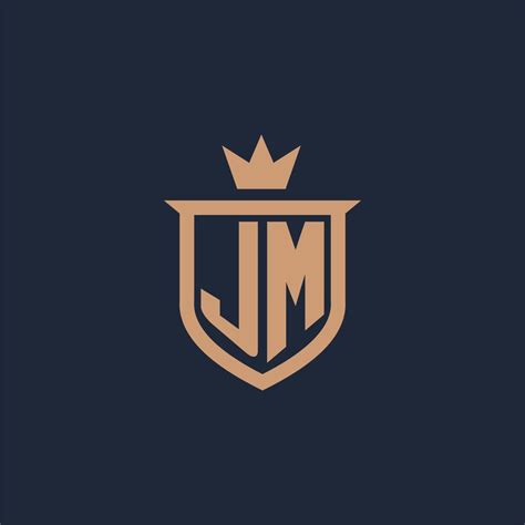 Logotipo Inicial Del Monograma Jm Con Estilo De Escudo Y Corona