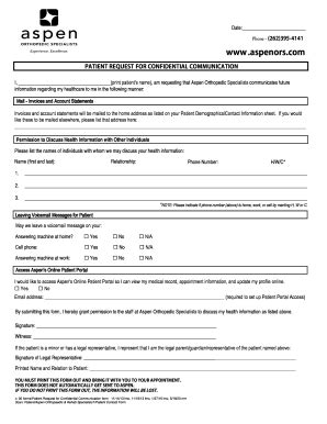 Fillable Online Confidential Communication Request Hipaa Form West