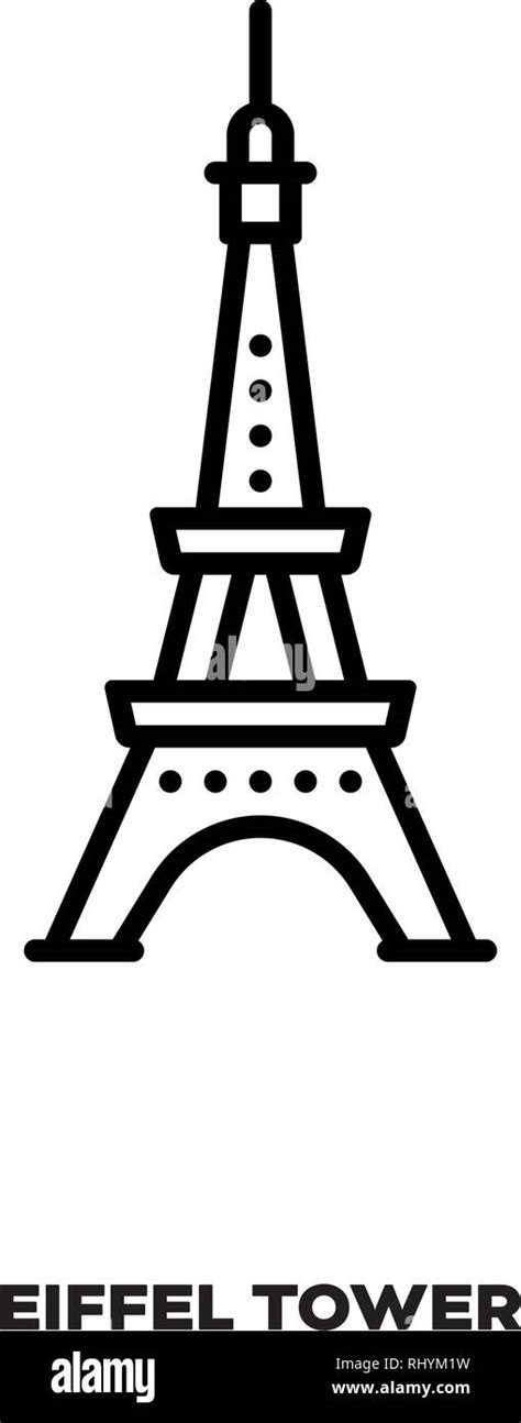 Eiffel Tower At Paris France Vector Line Icon International Landmark