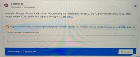 Solved A Sample Of Copper Absorbs 4 41E 1 KJ Of Heat Chegg