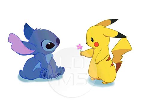 Stitch and Pikachu Cartoon | Cute Pokemon Drawing