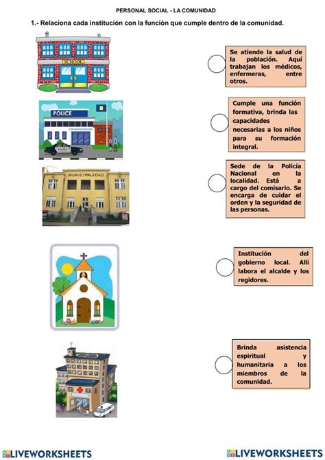 Mi Comunidad Instituciones Worksheet