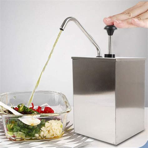 Dnysysj Sauce Dispenser Pump 4l Commercial Stainless Steel Squeeze