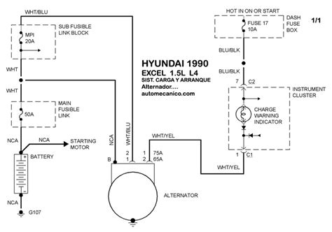 HYUNDAI Sistema De Carga Y Arranque 1990 Graphics Esquemas