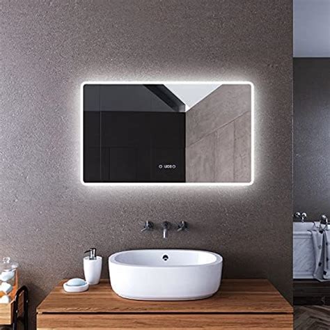 Elegant Backlit Illuminated Bathroom Mirror With Shaver Socket 1000x600mm Wall Mounted