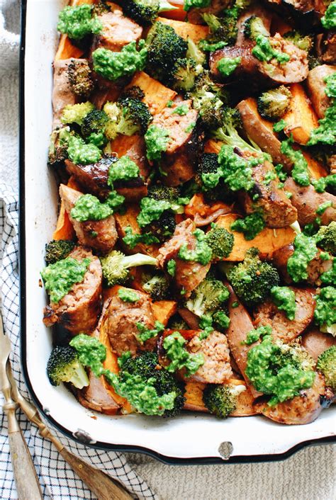 Sweet Potato Broccoli And Sausage Bake Bev Cooks