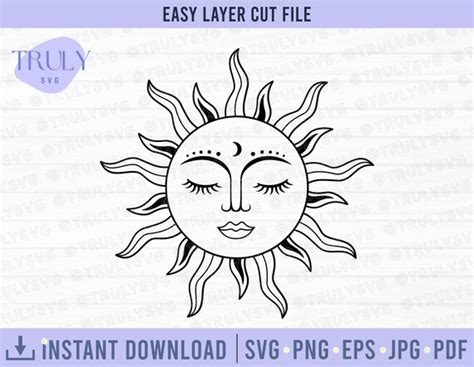 Celestial Sun Svg Mystical Svg Sun Svg Moon Svg Boho Svg Etsy