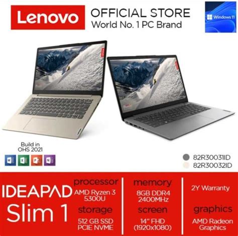 Promo Lenovo Ideapad Slim 1 14alc7 31id 32id Ryzen 3 5300 8gb 512ssd