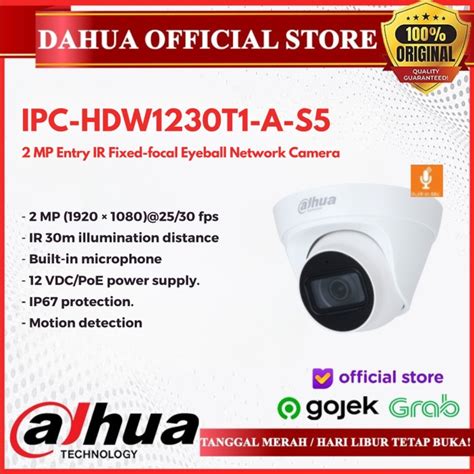 Jual DAHUA IP Camera Indoor IPC HDW1230T1 A S5 CCTV Audio 2MP H 265