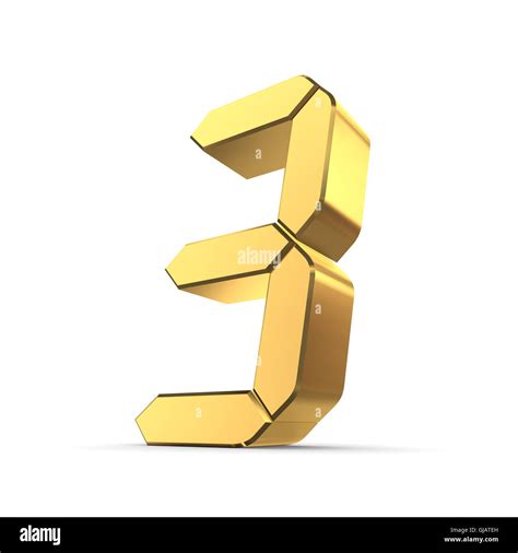 Shiny Number 3 Lcd Look Gold Stock Photo Alamy
