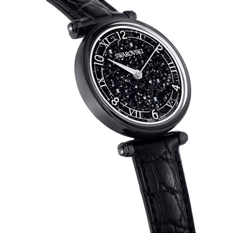 Swarovski Crystalline Wonder Swiss Made Leather Strap Black Watch