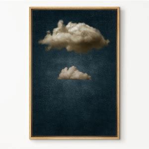 Southandart Vintage Moody Clouds Wall Art Print Cloudy Sky Etsy