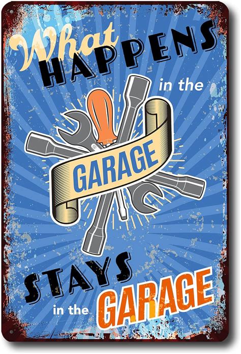 Amazon.com: Garage Decor 8x12 Metal Signs Garage Vintage - Funny Garage ...