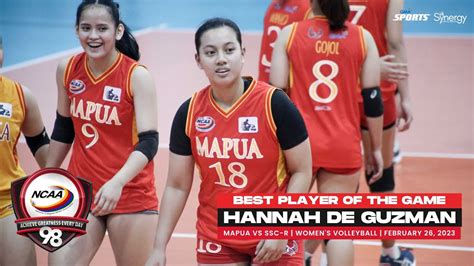 NCAA Season 98 WVB Best Player Hannah De Guzman Mapua Vs SSC R