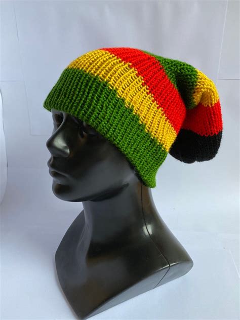 Bestseller Handmade Striped Rasta Double Layered Hat Mens Etsy