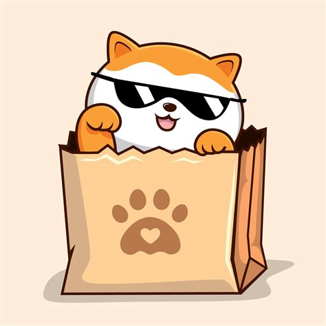 Cat In Paper Bag Orange White Pussy Cat With Sunglasses In Shopping