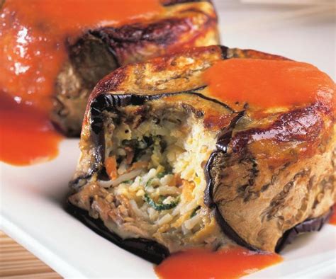 Eggplant Timbales With Roasted Tomato Sauce Australian Womens Weekly Food